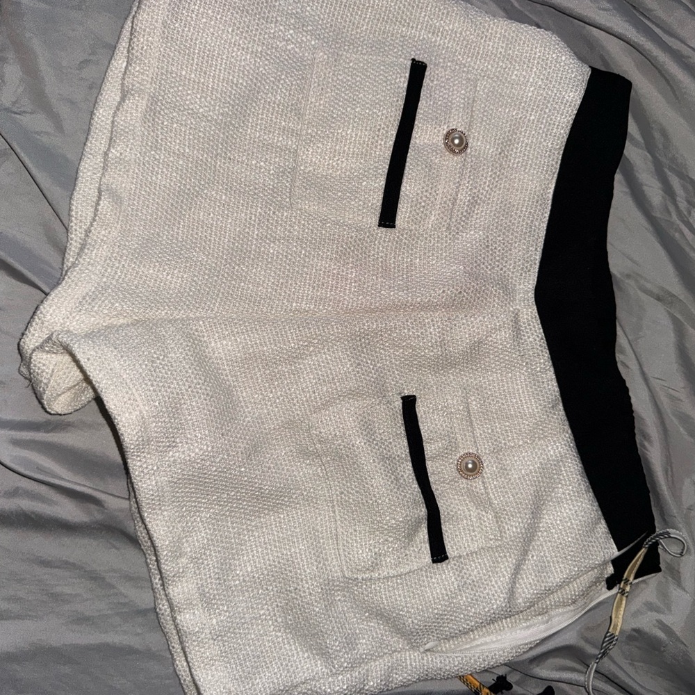 High Waist White and Black Women's Shorts